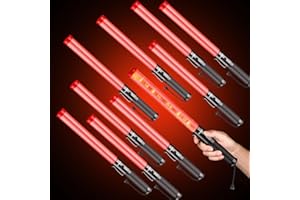 HiGiant 10 Pack 16 Inch LED Traffic Control Baton, Red Light Wands with 2 Flashing Modes, Air Traffic Control Light with Side Clip for Parking Direct, Airport Safety