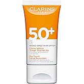 Clarins Dry Touch Face Sunscreen | Broad Spectrum SPF 50+ | UVA/UVB Protection | Lightweight and No White Cast | Enriched with Antioxidants | All Skin Types, including Sensitive Skin | 1.7 Ounces