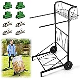CAROD Upgraded Trash Bag Holder Cart with Storage Basket and Ergonomic Handle, Adjustable Outdoor Leaf Bag Holder from 30-45 Gallon Capacity, Ideal for Yard Clean-Up, Camping, Parties,Leaf Collection