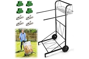 CAROD Upgraded Trash Bag Holder Cart with Storage Basket and Ergonomic Handle, Adjustable Outdoor Leaf Bag Holder from 30-45 Gallon Capacity, Ideal for Yard Clean-Up, Camping, Parties,Leaf Collection