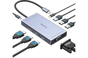 USB C Docking Station for Laptop Dual Monitor, 9 in 1 Triple 4K USB C Hub 4 Monitors Adapter with Dual HDMI, Displayport 8K, 