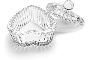 HONEY JOY Crystal Sweet Heart Shape Acrylic Liquid Powder Glass Dappen Dish Glass Cup w Cap Lid Bowl for Acrylic Nail Art Transparent Kit (Clear)