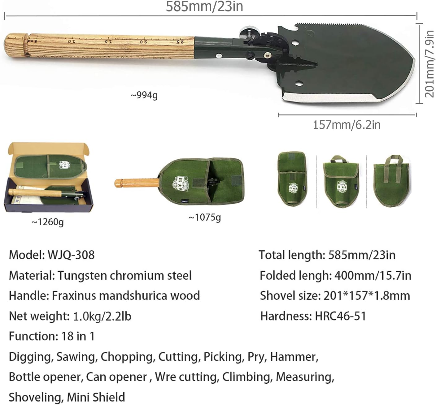 Amazon Com Wjq 308 Chinese Military Shovel Emergency Tools Camping Shovels Sports Outdoors