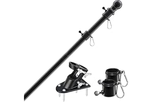 Black Flag Pole for Outside House, 1 Inch Heavy Duty Metal Flag Pole Kit with Bracket for Garden,Truck,Porch,Boat 5ft