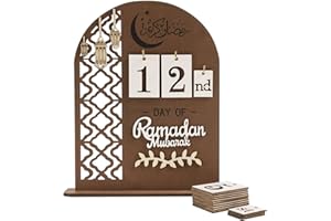 flangairy Ramadan Countdown Calendar 2025 Wooden Eid Advent Calendar 30 Day Count Wood Count Down Decorations Islamic Muslim Mosque Table Desk Indoor Decor For Home Kids Gifts