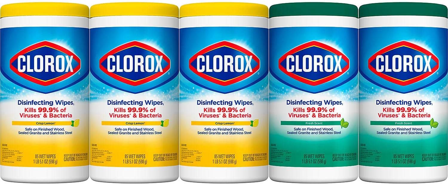 Clorox Disinfecting Wipes Variety Pack - 5X Cleaning Power, Kills 99.9% of Bacteria - 5 Pack, 425 Count Total: Health & Personal Care