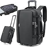 Fanwoli Vacuum Rolling Travel Backpack, Carry On Luggage with TSA Lock & Anti Theft Zipper, 70L Expandable Airback with Compression Pump, Waterproof Laptop Bag Ideal for Flight & Business