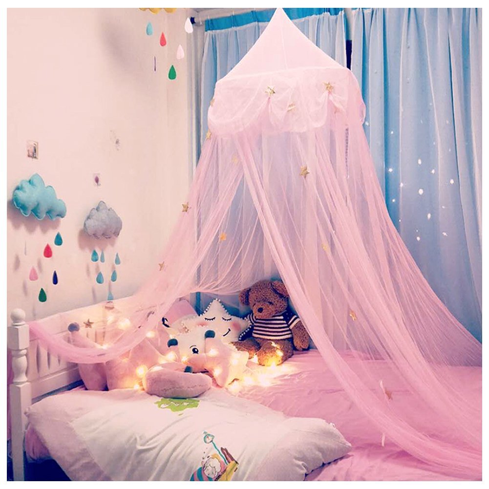 Hidecor Mosquito Net Canopy Bed Curtains Dome Princess Stars Bed