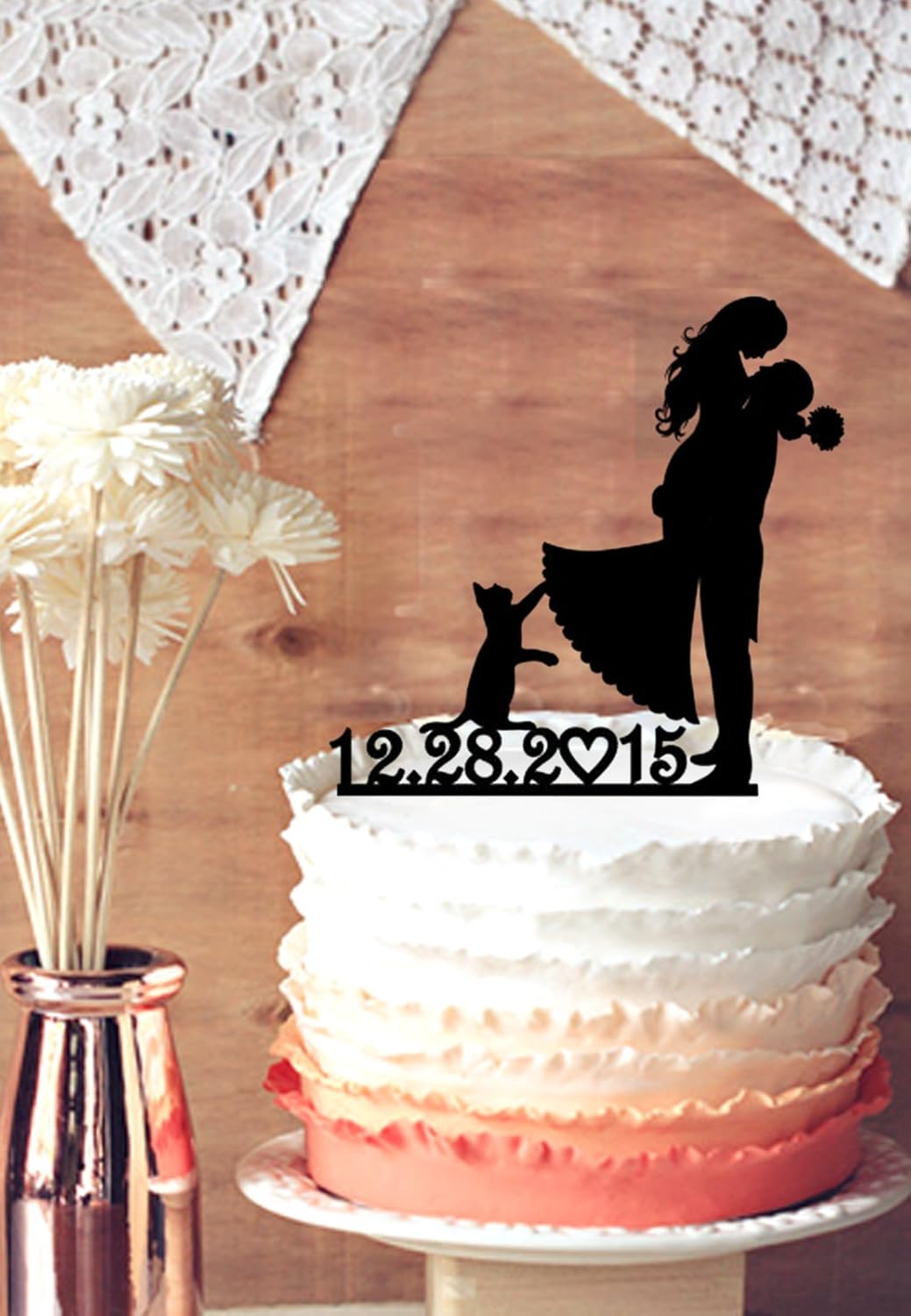 Couple Romantique Personnalise Date Et Color Bride Et Marie Pour Gateau De Mariage Avec Chat Silhouette Acrylique Drole Pour Gateau De Mariage Decoration Pour Gateau Cuisine Maison Accessoires De Decoration Centroarco Com