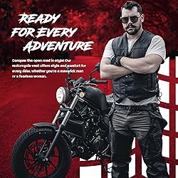 HWK Leather Motorcycle Vest for Men and Women with