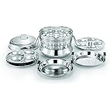 Alisha eKitchen Italia Stainless Steel All in One Idli Cooker/3 Idli Plates/1 Dhokla Plate/1 Steamer Plate (Silver, 13 Idlies