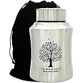 Our love is beyond time and space - Medium 60 cubic inches cremation urns for funeral, burial or home with velvet bag, decorative urn for ashes