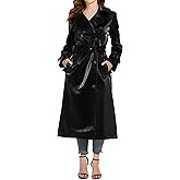 Fahsyee Women's Leather Trench Coat, Faux Motorcycle Plus Size Moto Biker Jacket Short Lightweight Vegan Pleather Fashion