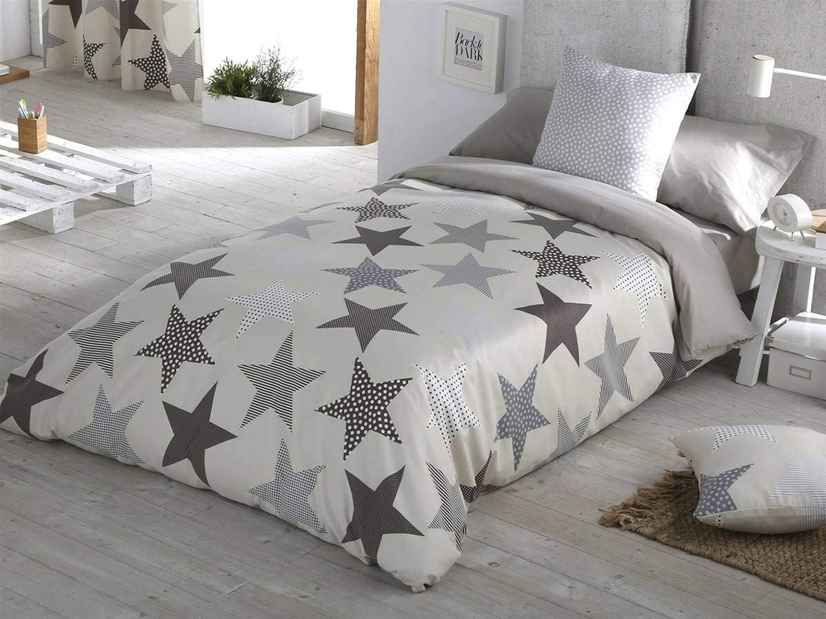 Sansa - Funda nórdica Estrellas Cama 90 - Color Gris: Amazon.es: Hogar