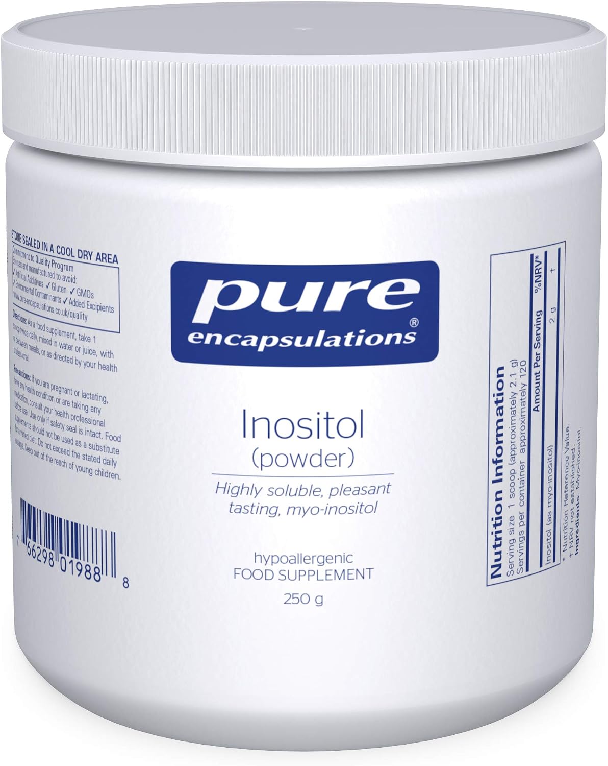 Pure Encapsulations Inositol Powder 2g - Supports Mental Health, Hormonal Balance, Metabolic Health - 250 Grams