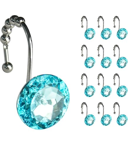 Duschvorhanghaken Lotus-Design – 12 Stück, Edelstahl Mit Kristallglas, Für Stangen Bis 24 Mm