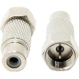 Ancable 2-Pack F-Type Male Plug to RCA Female Jack RF Video TV Cable Adapter for Atari 2600/7800 Sega/Coleco/Commodore Game S