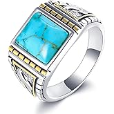 DOLIOX 11x9mm Genuine Turquoise Phoenix Rings, Sterling Silver Native American Gem Thumb Ring for Dad Father Jewelry Gift for him,Anillos De Hombre, Men's Ring for Gift for Men