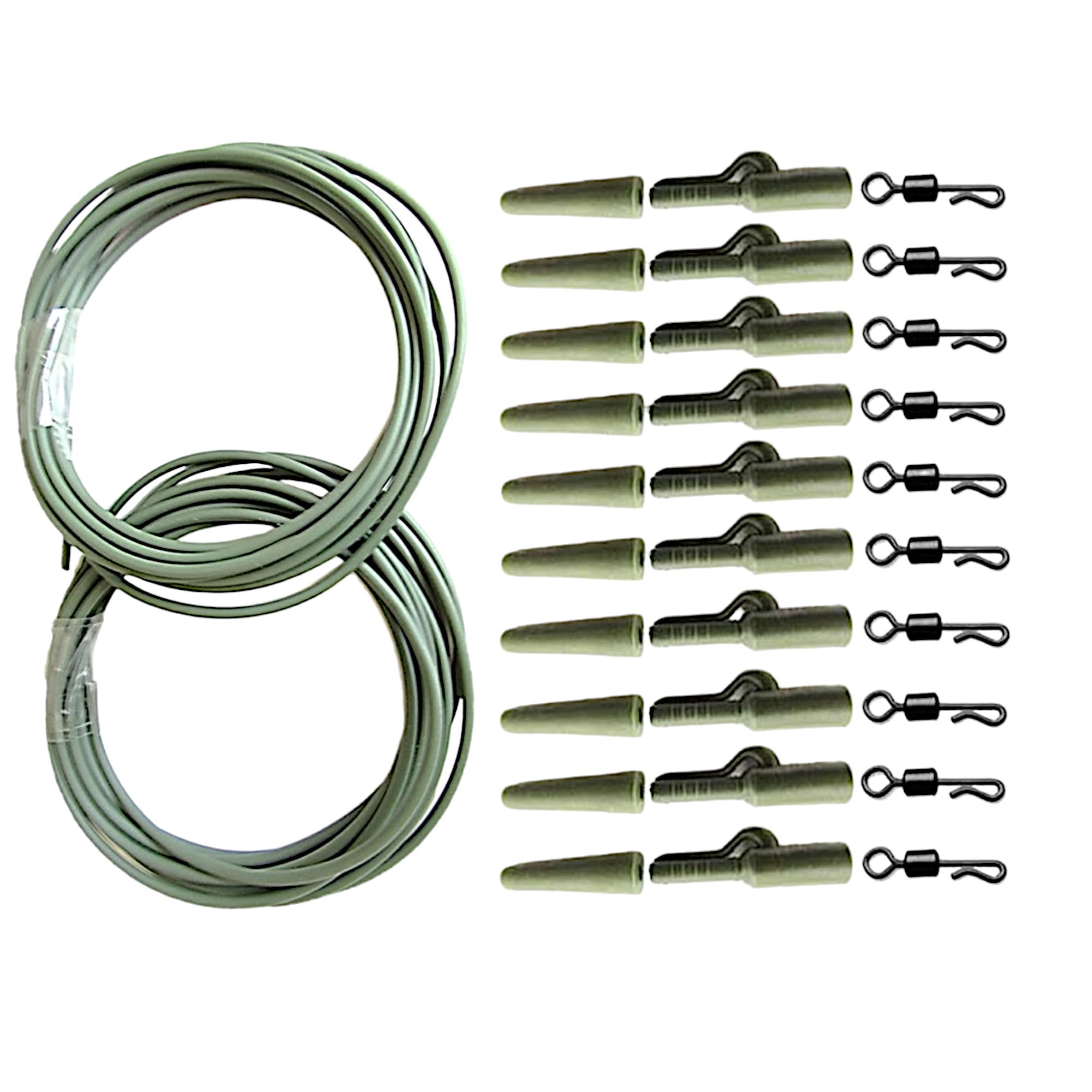 32pc Carp Safety Clips fishing Rig Tube Quick Change size 8 swivel 3 Colour options End tackle Accessories Set (Green)