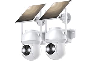 TOVDOR Solar Security Cameras Wireless Outdoor, WiFi Camera Outdoor 2K 360° View Battery Powered, Cameras for Home Security with Spotlight Color Night Vision Motion Sensor 2-Way Talk, White, 2 Pack