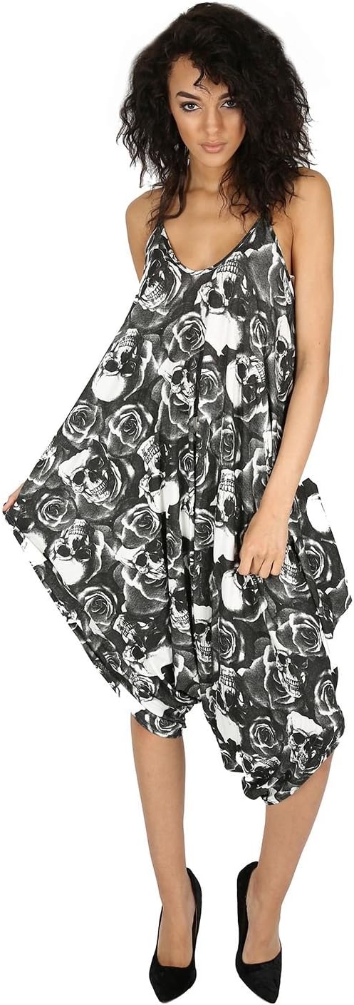 Women's Thin Strap Lagenlook Romper Baggy Harem Jumpsuit Playsuit