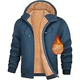 UMIPUBO Men's Fleece Hoodie Winter Zip Up Sweatshirt Sherpa Lined Jacket Heavyweight Hoodies Pullover Warm Coat Hooded