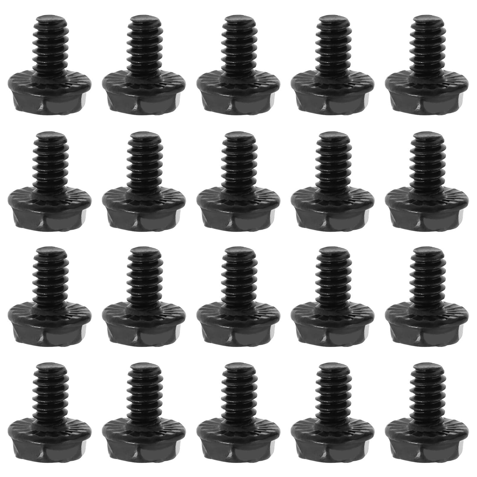 Create idea 100Pcs Toothed Hex 6/32 Screws Motherboard Mounting Screws 6/32 Hard Drive PC Case Screws Plated Steel Accessories for Computer Black