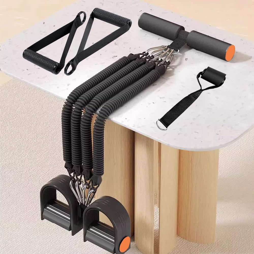 Multi-Functional Sports Pedal Puller, Elastic Sit-Up Tension Rope, Efficient Training, Home Fitness, 4-Tube Tension Rope Foot-Operated Resistance Band For Abdominal, Waist, Arm, Leg Training Etc
