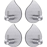 TBMax Towel Hook Adhesive Hooks - 4 Pack Teardrop Shape Wall Hooks - Stainless Steel and Heavy Duty Wall Hooks for…