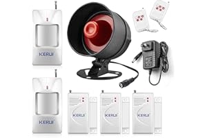 KERUI Standalone Home Office & Shop Security Alarm System Kit, Wireless Loud Indoor / Outdoor Weatherproof Strobe Siren Horn 