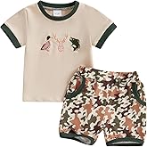 Kaipiclos Baby Boys Clothes Toddler Summer Outfits Short Sleeve Duck Print Pocket T-Shirt Tops and Shorts Farm Baby Clothes