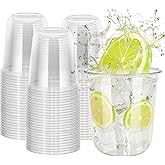 LIANGYUNZE Disposable Stemless Clear Plastic Cups 12OZ NATURAL Arc Plant Based wine glasses For Parties Weddings Birthdays Cocktail BPA Free Recyclable Clear Cold Cups (Set of 50)