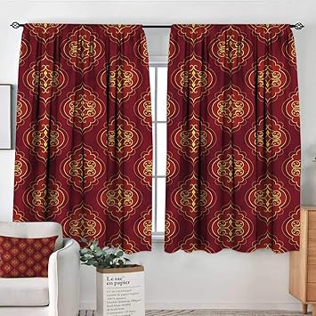 Amazon Com Familytaste Yellow And Red Kitchen Curtains Ottoman