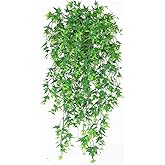 Artificial Vine, PASYOU Hanging Ivy Sweet Potato Leaves Plastic Plants Foliage Vines, UV Resistant Greenery Fake Flowers for Indoor Outdoor Garden Door Wall Wedding Party Table Decoration Green 2 Pack