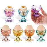 Rtteri Glass Egg Cups, Colorful Egg Holders for Breakfast, 6 Pcs, 6 Color | Ideal for Soft Boiled Eggs, Quality Glass, Dishwasher Safe Clean, Kitchen Cooking Gift for Christmas Easter, Table Decoration