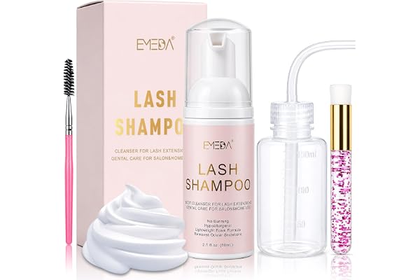 EMEDA Lash Shampoo for Eyelashes Extensions,Eyelash Extension Cleanser Oil Free Foam Soap Bath for Cluster Lashes Wash Oil Du