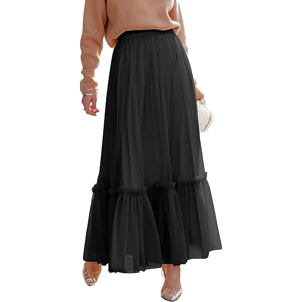 ハーリップトゥ　ブラック　Round Tiered Long Skirt M ハーリップトゥ ブラック Round Tiered Long Skirt M