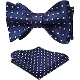 HISDERN Bow Ties for Men Polka Dot Selftie Bowtie and Pocket Square Classic Business Tuxedo Wedding Bowties Handkerchief