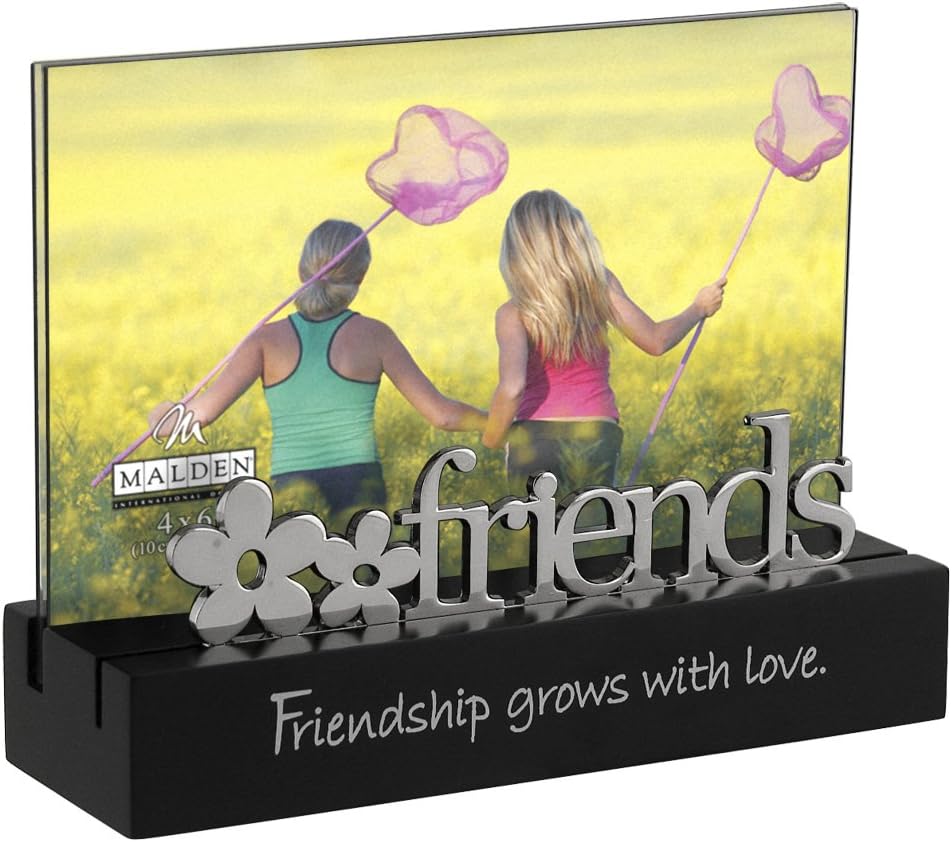 Malden International Designs Friends Desktop Expressions with Silver Word Attachment Picture Frame, 4x6, Black