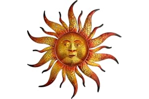 Kggetr Metal Sun Wall Art Decor - 17.3 inches Rustic Retro Metal Sun Hanging Decoration for Indoor Outdoor,Metal Sun Art Sculpture for Home Garden Farmhouse Yard Patio Fence Living Room Bedroom