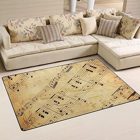Trista Bauer Alfombra de área de Notas Musicales Retro, Alfombra
