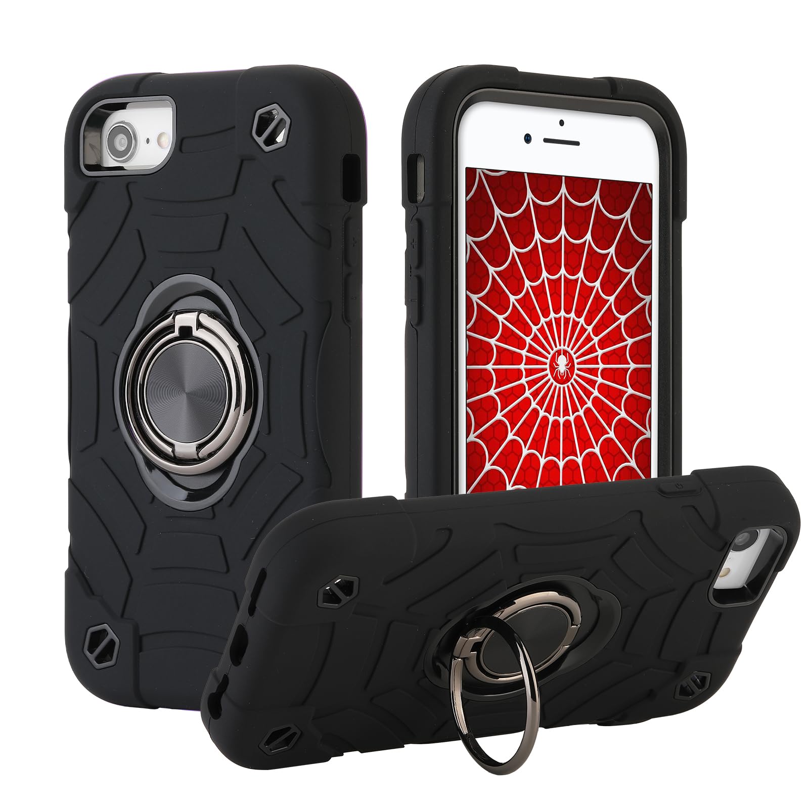 Photo 1 of EayCoul for iPhone SE 3rd/2nd Generation Case, iPhone 8/7/6/6S with Kickstand (not for Plus Sized Models),Shockproof Hybrid Hard PC Soft Rubber iPhone SE Case 2022/2020 Cover 4.7" for Kids (Black)
