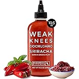 Weak Knees Gochujang Sriracha Hot Sauce | 10.5 oz Easy Squeeze Bottle | Classic Sriracha Chili Sauce mixed with Korean Gochuj