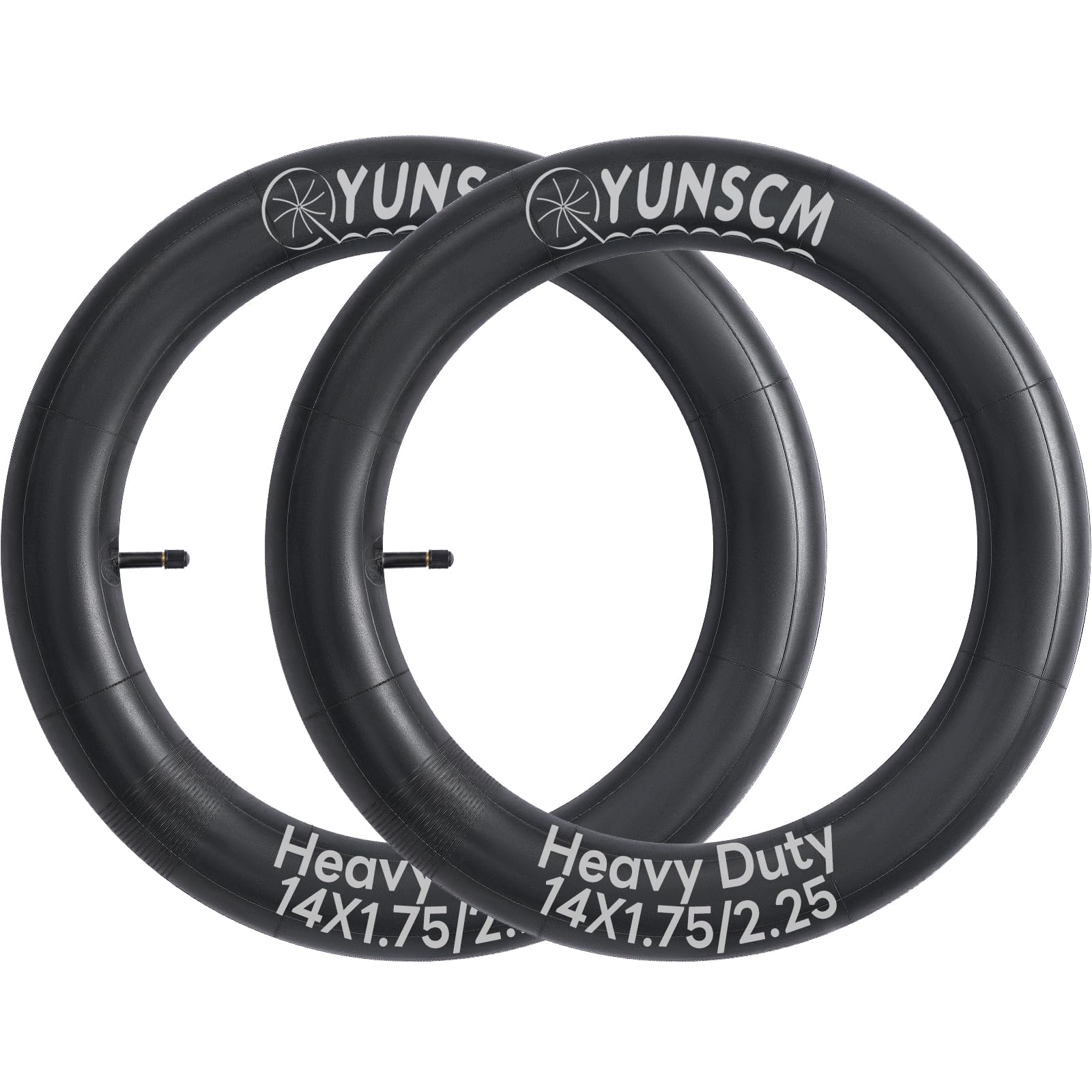 YunSCM 2PCS 14" Heavy Duty Bike Tubes 14x1.75 14x1.95 14x2.0 14x2.10 14x2.125 14x2.25 47/57-254 Inner Tube AV32mm Schrader Valve Compatible 14x1.75/1.95/2.0/2.10/2.125/2.25 Off Road Mountain Bike Tyre