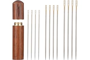 SALBSEVER 48Pcs Large Eye Sharp Needles, Self Threading Needles for Hand Sewing, Easy to Thread Big Eye Sewing Needles, Embroidery Needles Blind Needles in 3 Sizes 1.42/1.5/1.65 in for DIY Embroidery Sewing