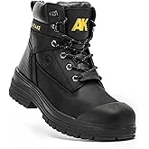 ANITAKE Steel Toe Work Boots for Men,6 inch, Full Grain Leather, electrical insulation, Non-Slip, Impact Resistance, Breathable & Comfortable Safety Boots