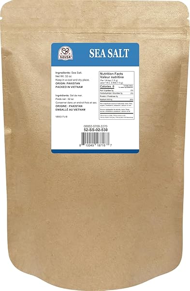 52USA SEA SALT, 2LB – 32OZ (1 PACK), COARSE GRAIN, SALT GRINDER REFILL, PERFECT COARSE SEA SALT FOR COOKING, ALL NATURAL SEA SALT