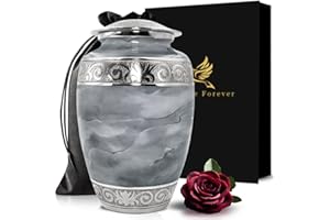SOLACE FOREVER Cremation Urns for Ashes Adult Man & Woman - Urn for Human Ashes for Male & Female - Funeral Ashes Urns - Honor Your Loved One with Memorial Urn (Stone Gray, Large)