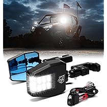Rétroviseur latéral UTV réglable à 360 degrés avec lumières LED pour