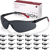 Tinted Safety Glasses 24 Pack, Safety Sunglasses Bulk UV Protection & ANSI Z87.1, Protective Eyewear Scratch Impact Resistant Safety Goggles for Men Women Construction, Shooting, Lab Work Smoke Grey